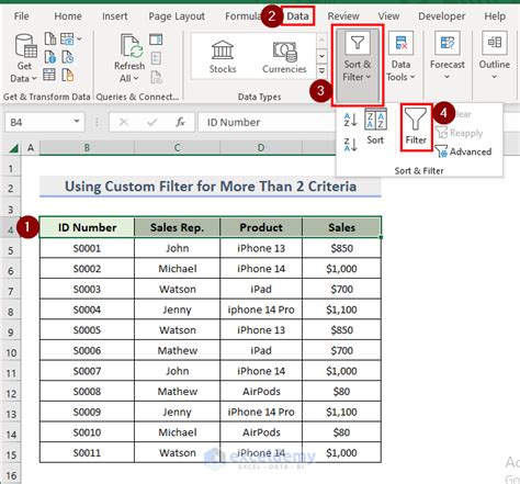 How to Use Custom Autofilter in Excel for More Than 2 Criteria