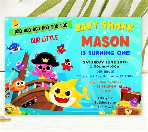 Baby Shark Party Invitations