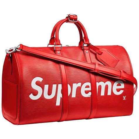 Louis Vuitton X Supreme Red Epi Keepall Bandouliere Duffle Bag 45 at ...