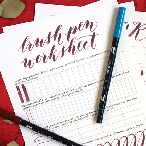 Free Basic Brush Pen Calligraphy Worksheet | The Postman's Knock