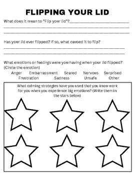 Flipping your lid worksheet by Katelyn Calvin | TPT