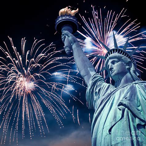 Statue of Liberty fireworks Photograph by Delphimages Photo Creations ...