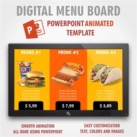 DESCRIPTION:Digital Signage Powerpoint animated template done for all kinds of restaurants ...