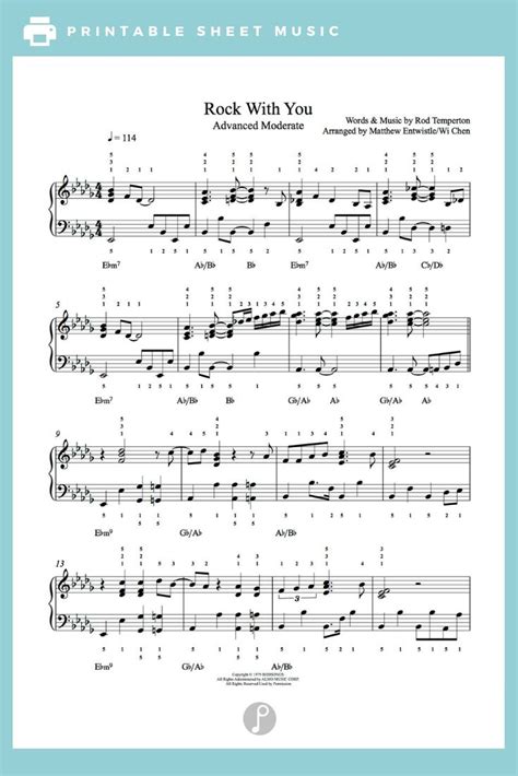 Rock With You by Michael Jackson Piano Sheet Music | Advanced Level ...