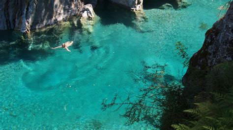 Blue Pools | Swimmer in icy cold water of Blue Pools, conflu… | Flickr