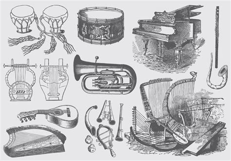 Vintage Music Instruments 125518 Vector Art at Vecteezy