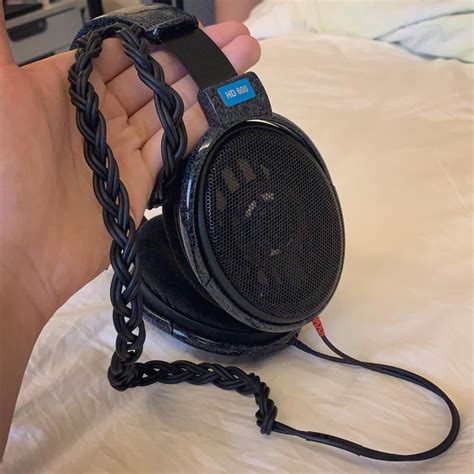 Braided my HD600's stock cable. : r/headphones