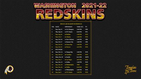 [High Resolution] Redskins Schedule 2023