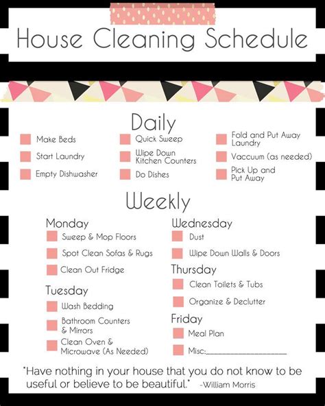 A Basic Cleaning Schedule Checklist Printable | Cleaning schedule printable, Cleaning schedule ...