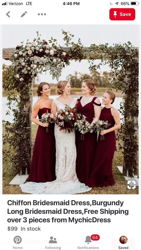 Burgundy floral arch | Burgundy bridesmaid dresses long, Bridesmaid dresses, Chiffon bridesmaid ...