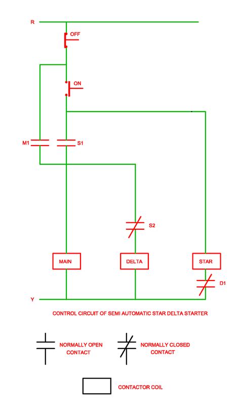 Control Circuit of Semi Automatic Star Delta Starter | Electrical ...