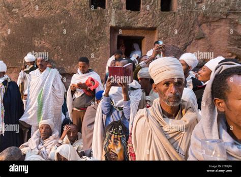 Pilgrims at a service at St. Emmanuel Church during Gena, the Ethiopian ...