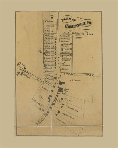 Schnecksville - North White Hall, Pennsylvania 1865 Old Town Map Custom Print - Lehigh Co. - OLD ...