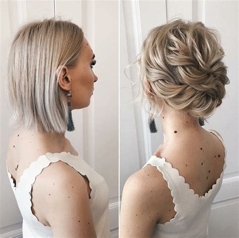 Recogido cabello corto. | Short hair updo, Short hair up, Short wedding hair