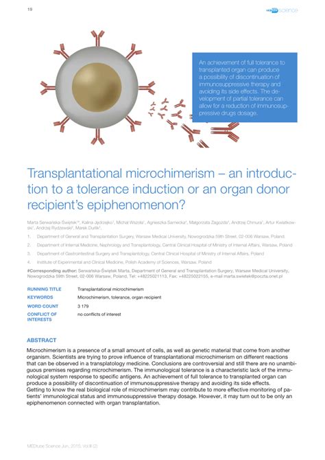 [PDF] Transplantational microchimerism – an introduction to a tolerance induction or an organ ...