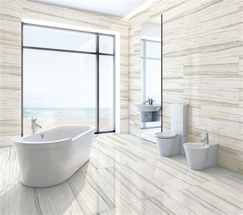 The contemporary bathroom with Stonepeak’s porcelain floor and wall ...