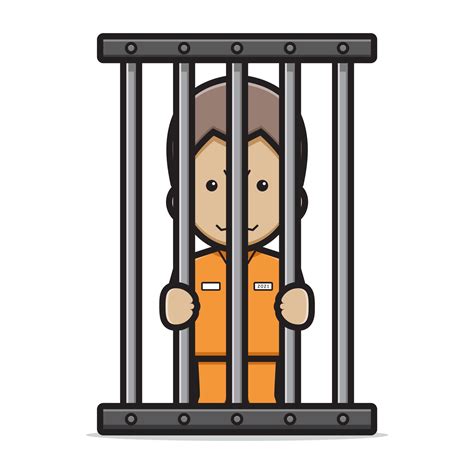 Lindo personaje de prisionero en la cárcel ilustración de icono de vector de dibujos animados ...