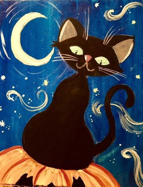 How To Paint A Halloween Cat - Step By Step Acrylic Painting | Fall ...