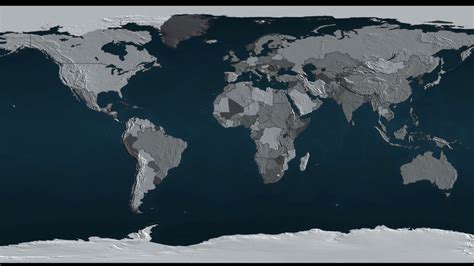 3D geopolitical map of the Earth with all countries and their borders that starts from a flat ...