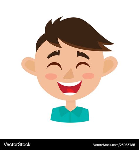 Boy happy face expression cartoon Royalty Free Vector Image