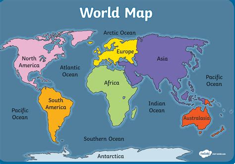 Large World Maps With Continents