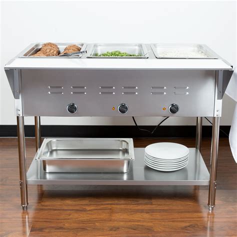 ServIt EST-3WE Three Pan Open Well Electric Steam Table with Undershelf - 120V, 1500W