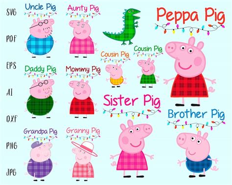 Peppa Pig Family SVG Cutting Files Brother Pig Cut File Mommy Pig Svg Cutting File Peppa Pig ...