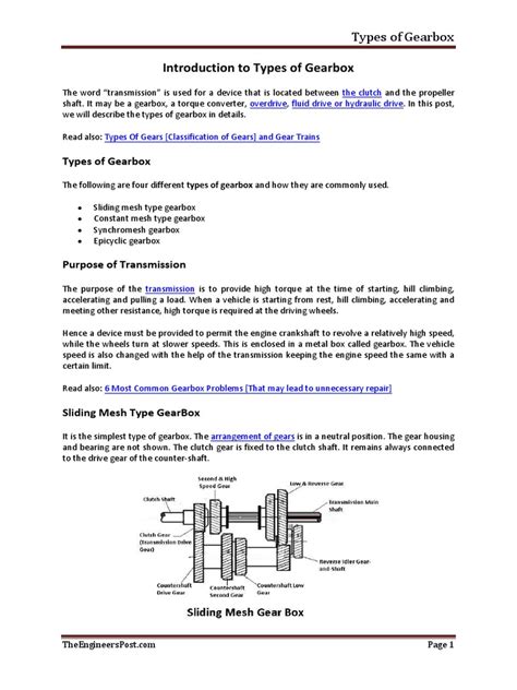 Types of Gearbox | PDF | Manual Transmission | Transmission (Mechanics)