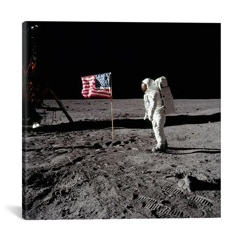 Neil Armstrong Placing American Flag on the Moon // NASA (37"H x 37"W x ...