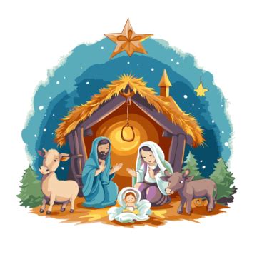 Beau Clipart De Noël Religieux Une Illustration De La Famille De Noël ...