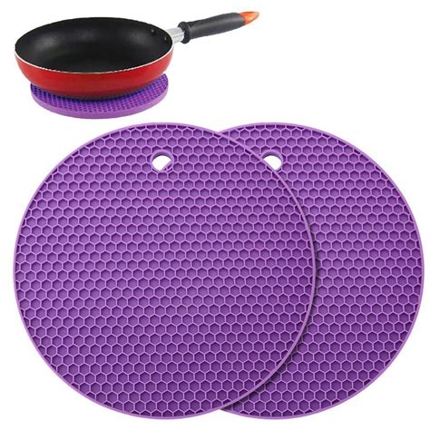 2pcs Silicone Pot Holders Multipurpose Round Pot Holders Trivets Jar Openers & Spoon Rests ...