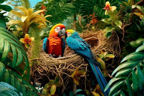 Premium AI Image | photo of parrots in the amazon rainforest