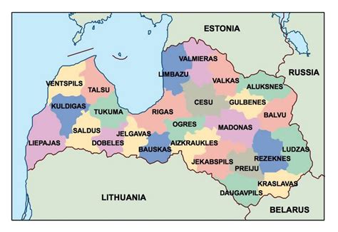 Administrative map of Latvia | Latvia | Europe | Mapsland | Maps of the World