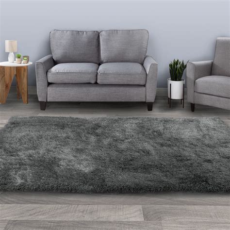 Shag Area Rug- 5x7 Plush Gray Throw Carpet Modern Design by Somerset Home - Walmart.com