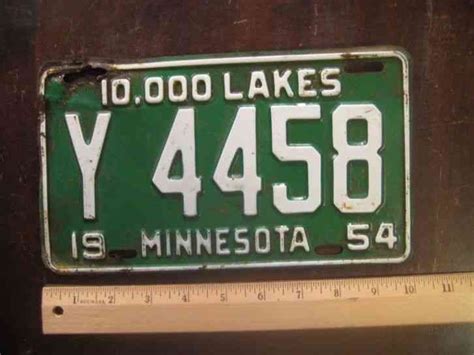 License Plate, Minnesota, 1954, State Motto: 10, 000