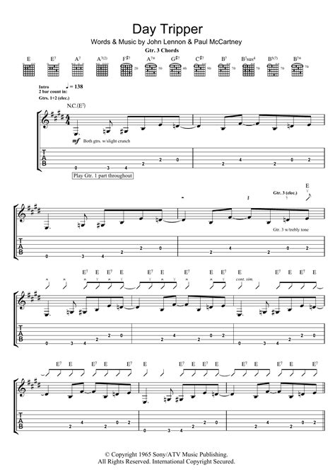 Day Tripper by The Beatles - Guitar Tab - Guitar Instructor