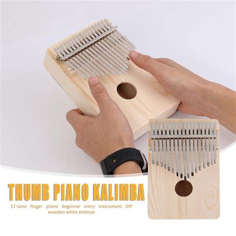 17 Key Kalimba African Diy Wood White Embryo Thumb Finger Piano Wooden Musical Instruments Sanza ...