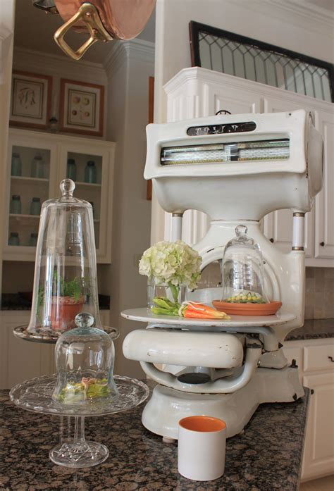 Kitchen style with cloches & vintage scale | Kitchen style, Kitchen aid ...