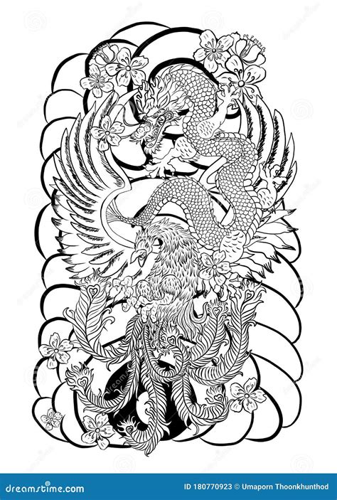 Outline Chinese Dragon Illustration for Tattoo Design Stock Vector ...