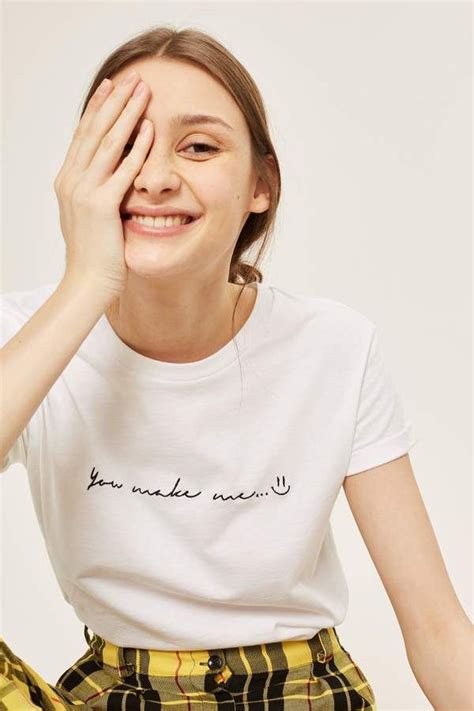 Topshop 'You Make Me Smile' Slogan T-Shirt | T shirt diy, Fashion slogans, Personalized t shirts