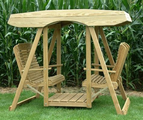 Amish Pine Double Lawn Swing Glider with Canopy | Lawn swing, Rustic ...