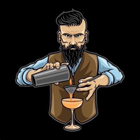 Bartender hombre vector premium | Vector Premium