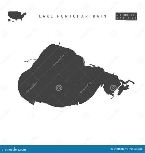 Lake Pontchartrain Vector Map Isolated On White Background. High-Detailed Black Silhouette Map ...