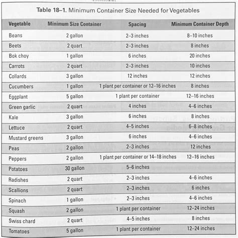 Container Grow Bag Size Chart For Vegetables