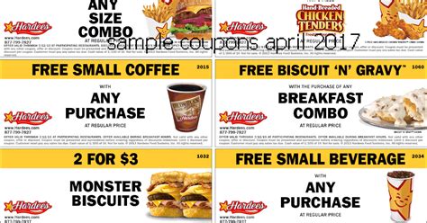 Printable Coupons 2017: Hardees Coupons