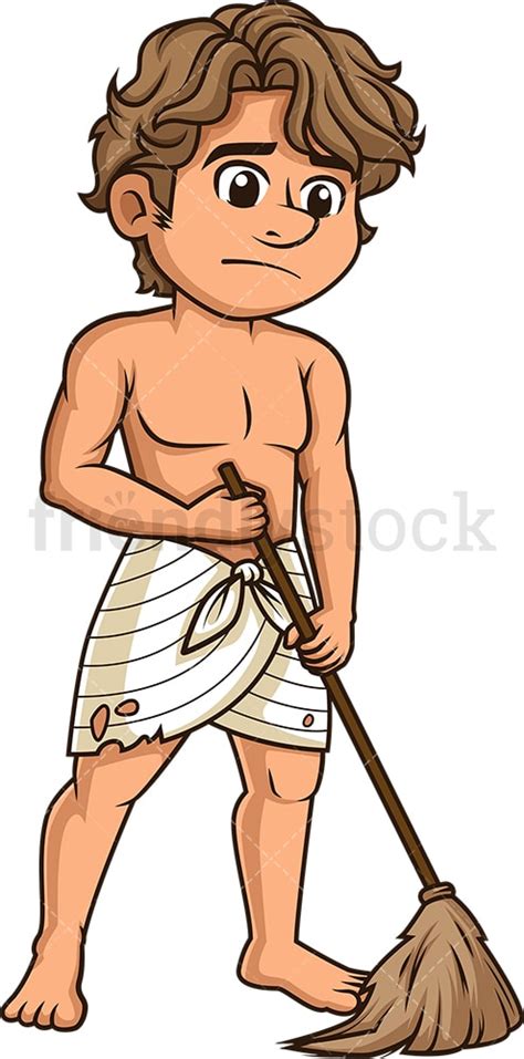 Ancient Greek Slave Sweeping Cartoon Clipart Vector - FriendlyStock