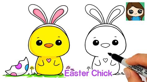 How to Draw an Easter Baby Chick 🐣🐰 - YouTube