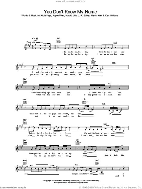 Keys - You Don't Know My Name sheet music (fake book) (PDF)