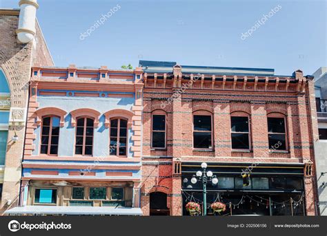 Renovated Historic Brick Buildings Shops Gound Level Sunny Day Victoria ...