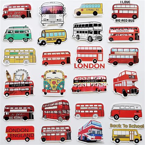 Buy Red Buses London Stickers Cute Red Buses for Kids Decals School Bus Incentive Stickers for ...